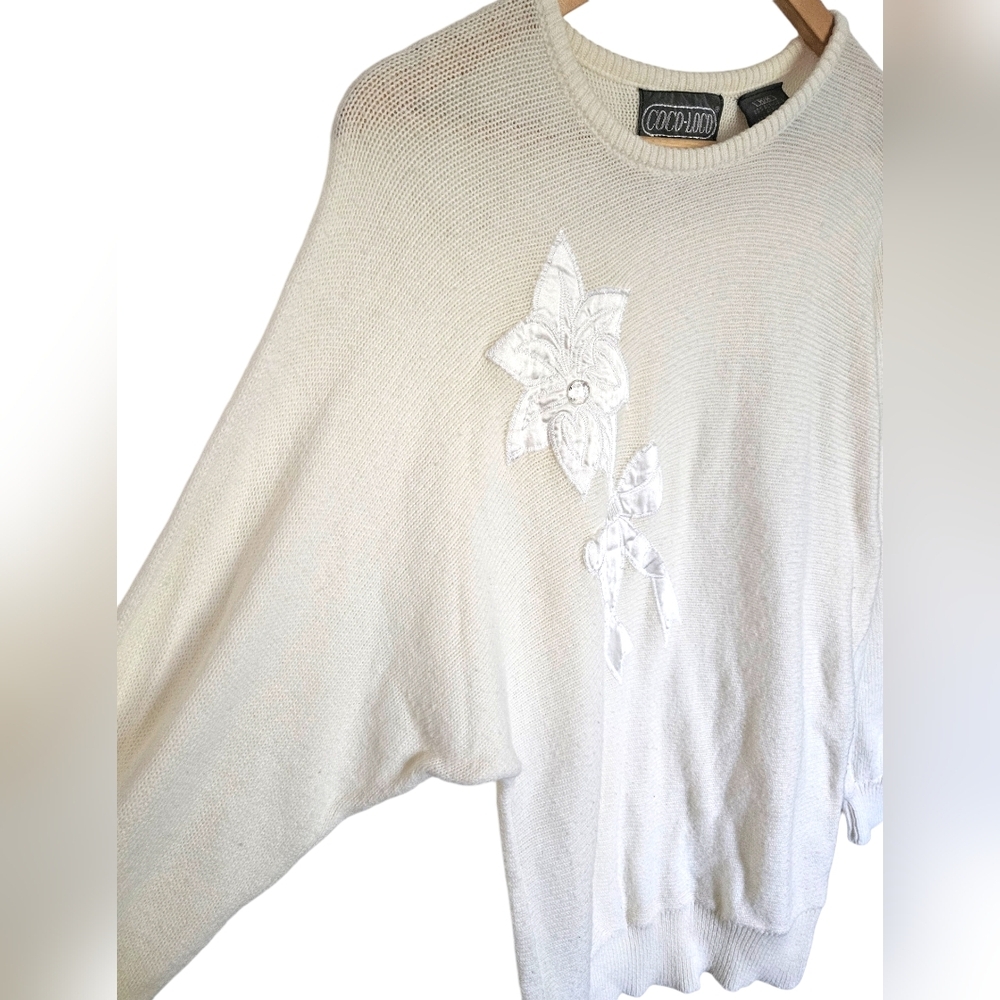 Vintage‎ cream dolman sleeve tunic sweater - Picture 2 of 5